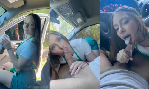 Angelbaexo Starbucks Girl Blows In The Car